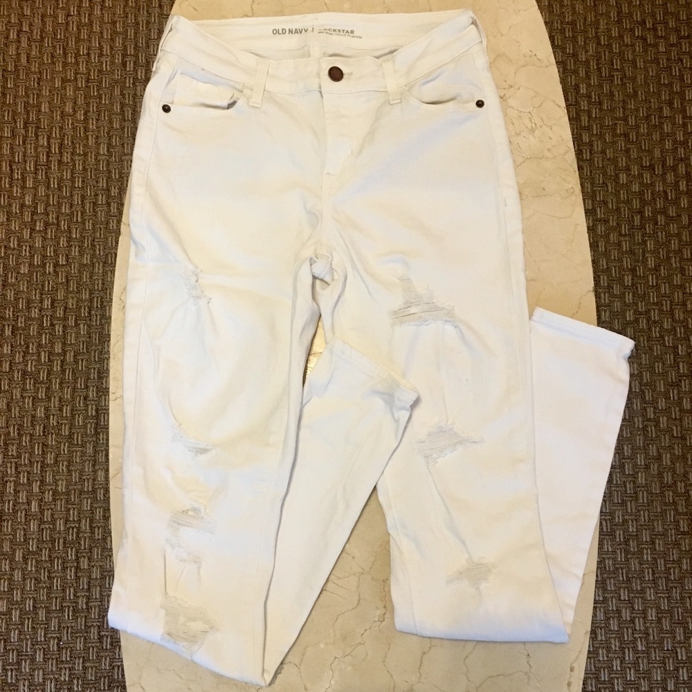 Old Navy White Distressed Jeans